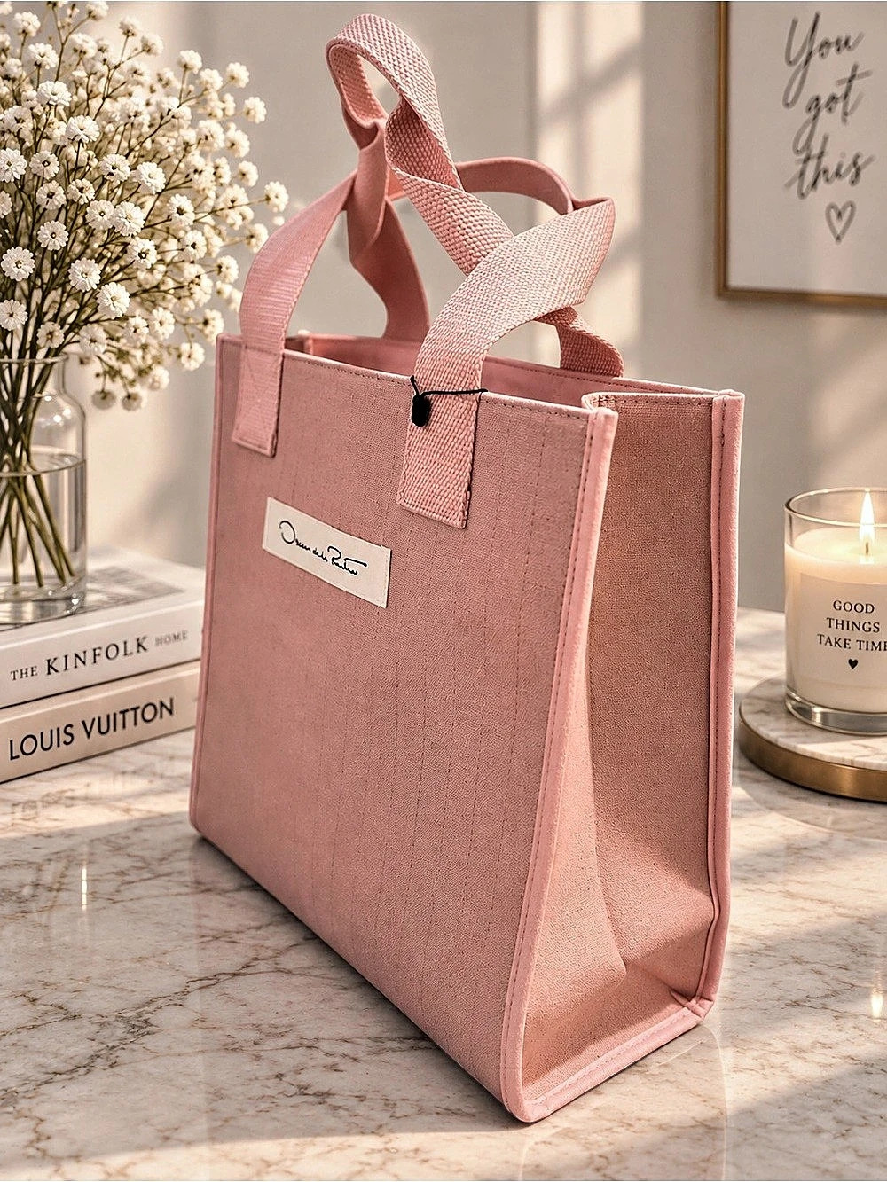 Oscar de la Renta Fragrances GWP Small Tote Bag Pink Tote